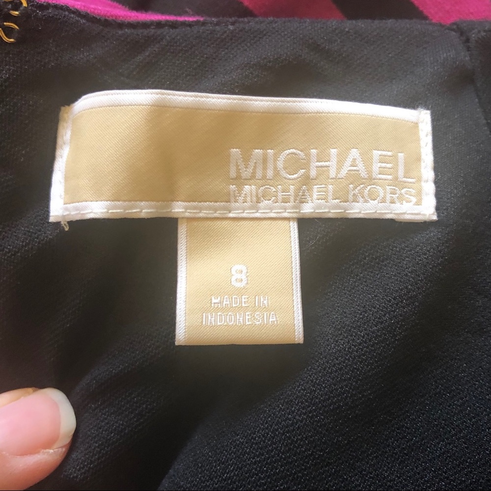 Michael Kors Pink & Black Striped Shift Dress Sz 8 - Picture 4 of 6